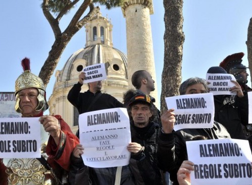 Protesta dei Centurioni vicino a piazza Venezia06
