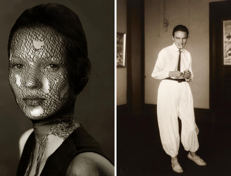 sinistra: Albert Watson, Kate Moss, 1993 destra: August Sander, Painter's wife, 1926