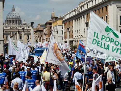 la marcia per la vita a Roma