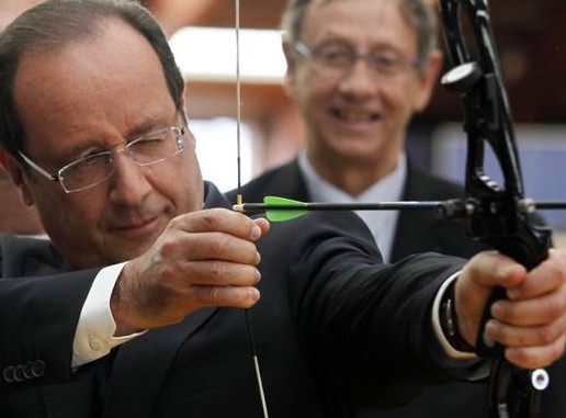 French President Hollande visits the French sports training headquarters in Paris