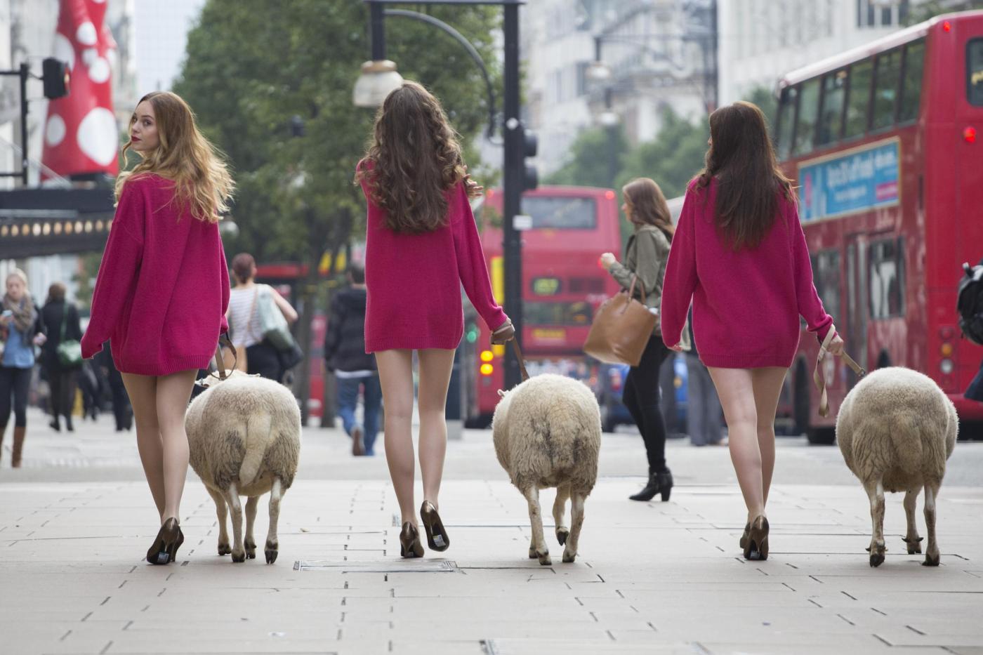 Usate la lana, pecore e modelle in giro a Londra03