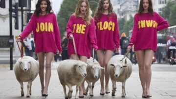 Usate la lana, pecore e modelle in giro a Londra02