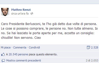 Matteo Renzi risponde a Berlusconi