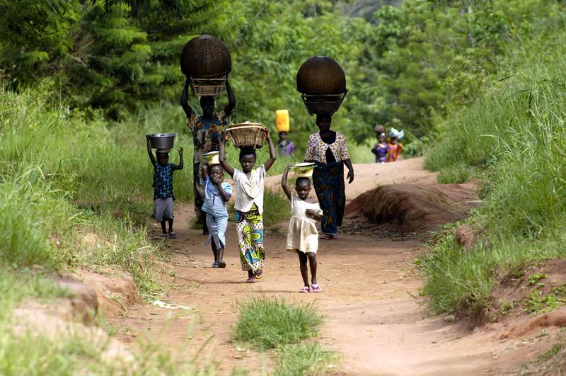 People on a Road in DRC Rainforest