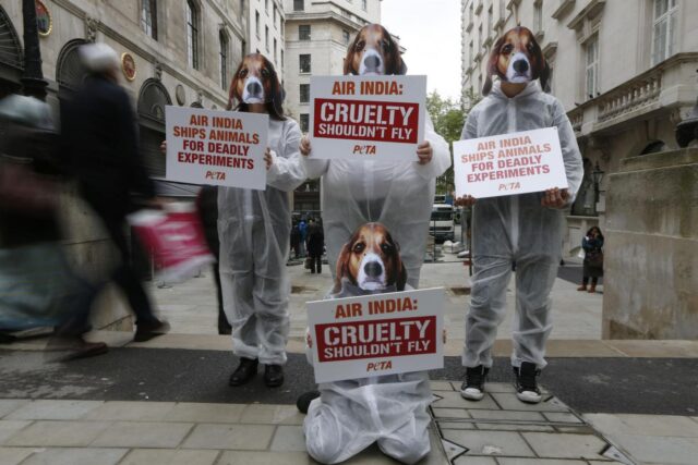 Proteste di PETA contro Air India a Londra02