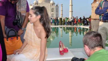 India, Miss Universo Olivia Culpo posa per spot al Taj Mahal01