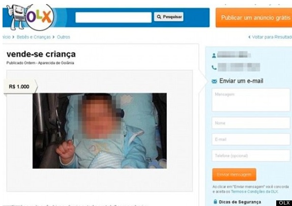 Brasile_vende figlio su sito di annunci piange troppo
