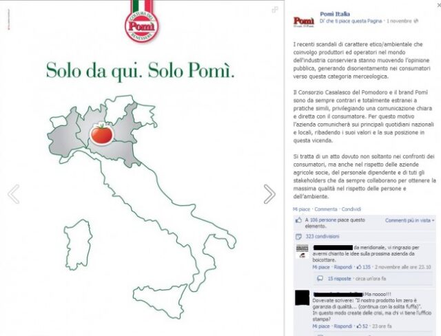 "Pomì lavora solo pomodori padani". Web furioso contro lo spot