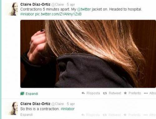 Claire: tutto il parto in diretta Twitter, da prima contrazione alla nascita