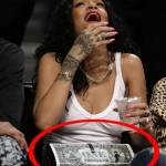 Rihanna senza reggiseno alla partita di basket01