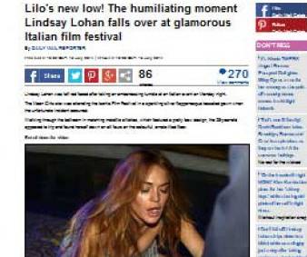 Lindsay Lohan all'Ischia Global Fest: foto mentre cade per terra
