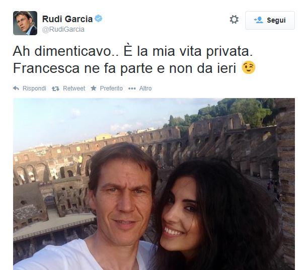 Rudi Garcia: Francesca Brienza è la sua fidanzata. L'annuncio su Twitter (FOTO)