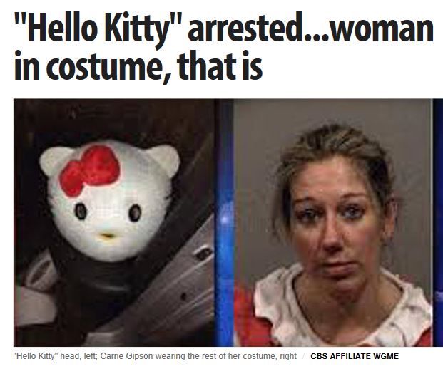 Usa, guidava ubriaca e vestita da Hello Kitty, arrestata