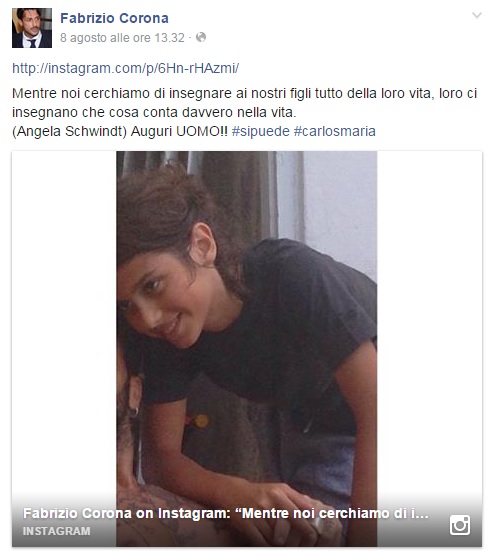 Fabrizio Corona versione papà: gli auguri speciali a Carlos