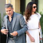 Amal Alamuddin Clooney: vestito bianco e sandali con tacco FOTO