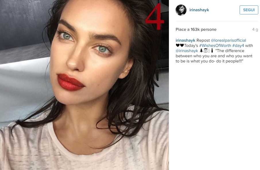 Irina Shayk su Instagram: foto con rossetto rosso fa impazzire fan