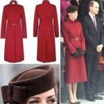 Kate Middleton: cappotto rosso e cappellino... riciclati! FOTO