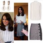 Kate Middleton: blusa bianca e gonna a vita alta FOTO