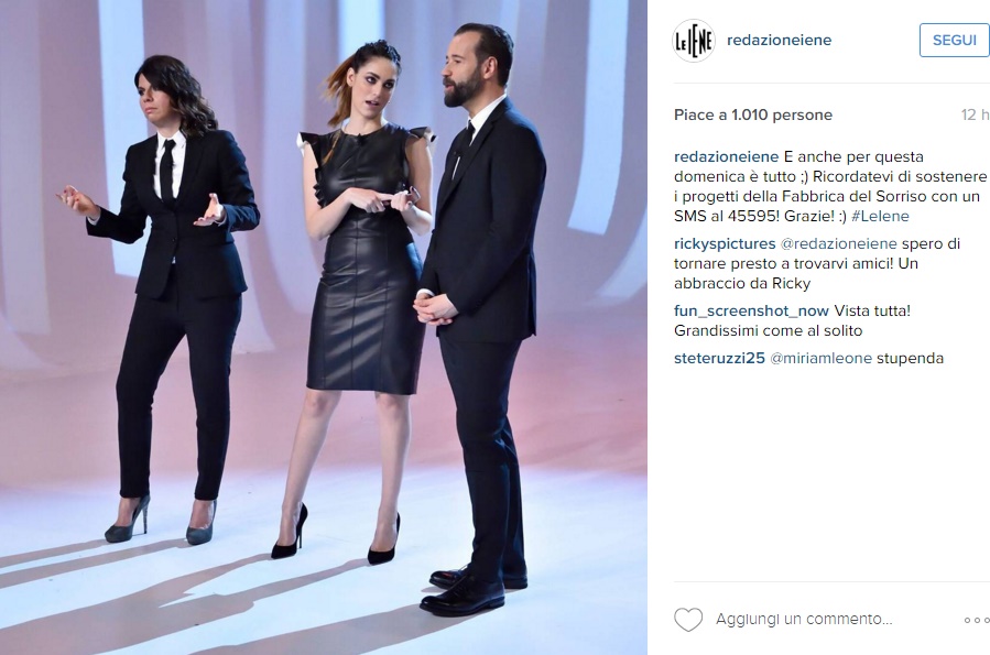 Miriam Leone: abito nero di pelle e tacchi a Le Iene FOTO