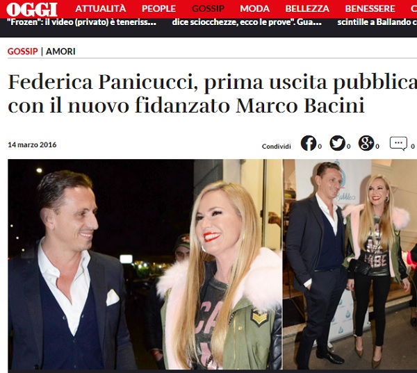 Federica Panicucci e Marco Bacini: prima uscita pubblica