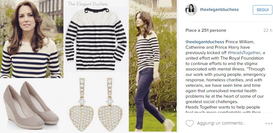 Kate Middleton, look casual: maglioncino a righe e jeans FOTO