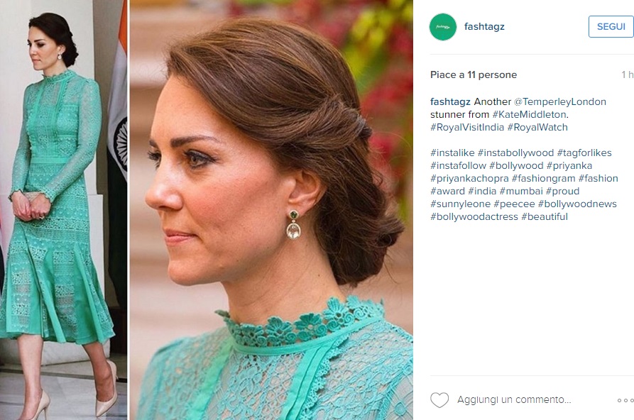Kate Middleton, pizzo e trasparenze in verde acqua FOTO