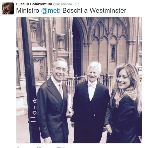 Maria Elena Boschi, tailleur nero a Londra FOTO