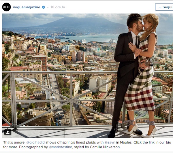 Zayn Malik e Gigi Hadid FOTO romantica a Napoli per Vogue