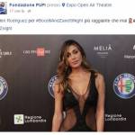 Belen Rodriguez: abito nero scollato alla Bocelli-Zanetti night