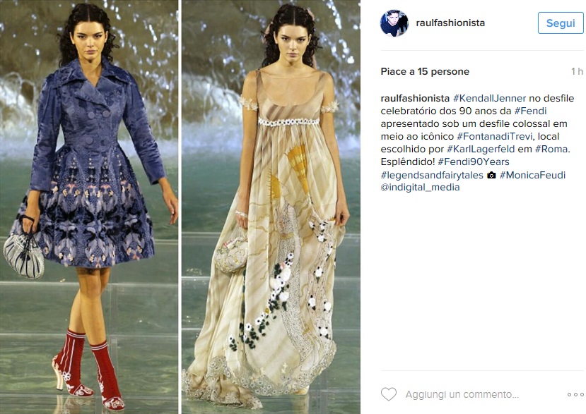 Kendall Jenner impeccabile sfila sull'acqua a Fontana di Trevi FOTO