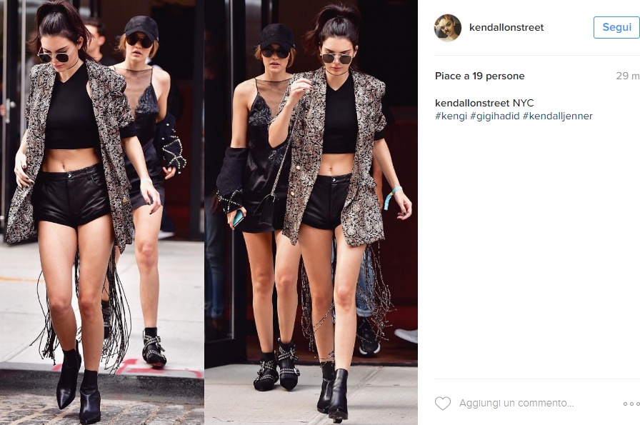 Kendall Jenner da urlo: shorts in pelle e top corto FOTO