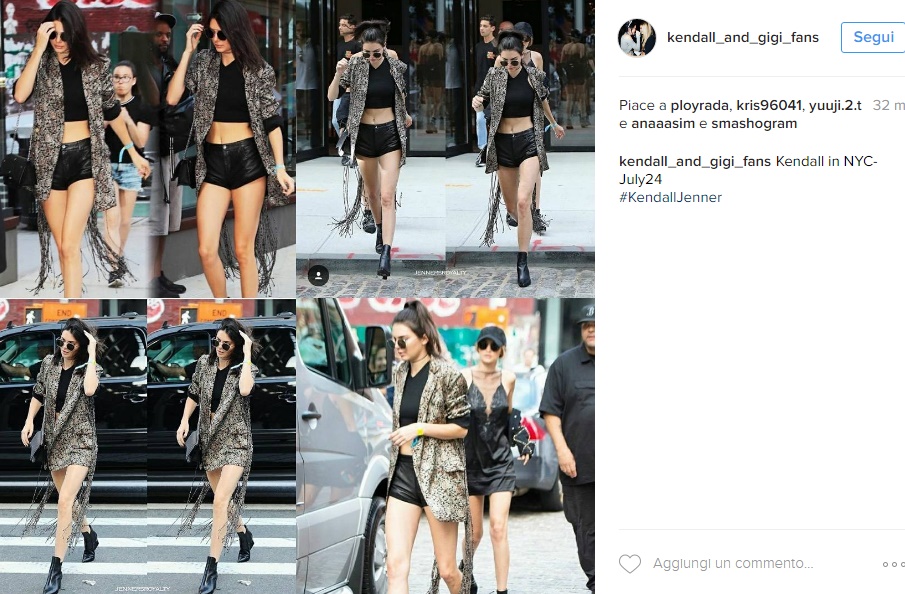Kendall Jenner da urlo: shorts in pelle e top corto FOTO