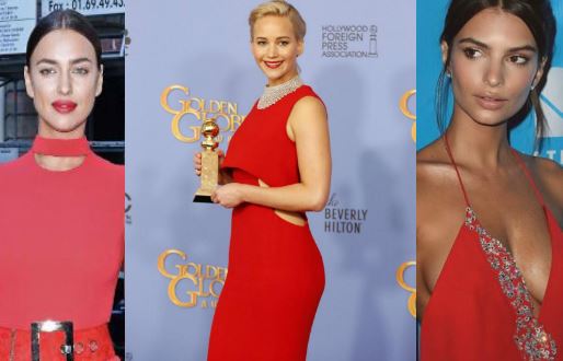 Emily Ratajkowski, Irina Shayk, Jennifer Lawrence: dive in rosso