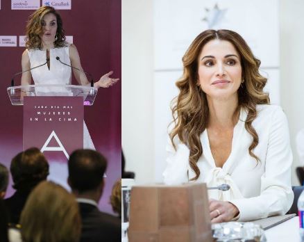 Letizia Ortiz, Rania di Giordania: total white impeccabile FOTO