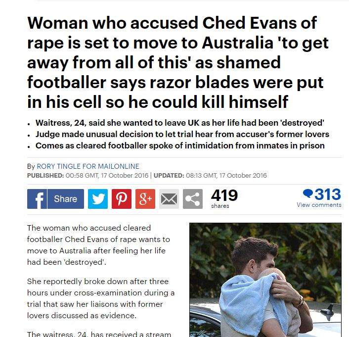 Ched Evans assolto per stupro. Donna che l'ha accusato insultata via social