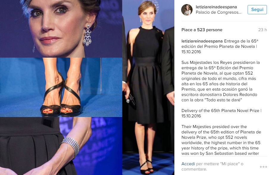 Letizia Ortiz chic: pantaloni neri, maglia bianca e tacchi FOTO