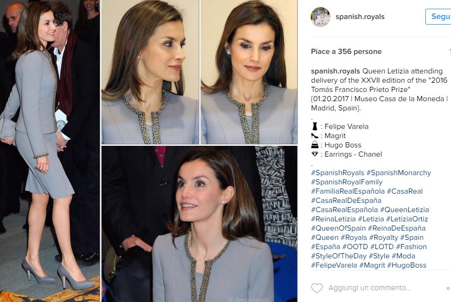 Letizia Ortiz look: completo grigio e tacchi per la regina FOTO