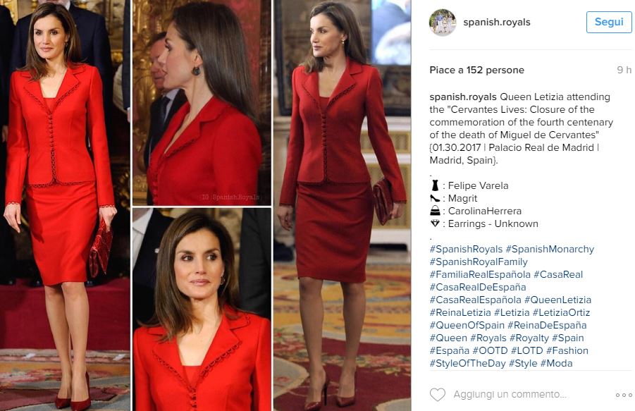 Letizia Ortiz look, impeccabile con il tailleur rosso FOTO