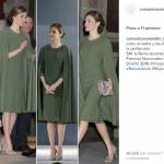 Letizia Ortiz look: abito a mantella verde per la regina FOTO