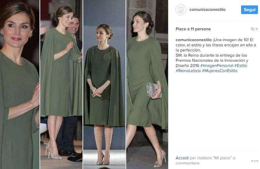 Letizia Ortiz look: abito a mantella verde per la regina FOTO