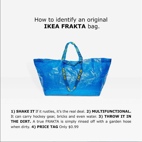 Balenciaga, stessa borsa blu di Ikea