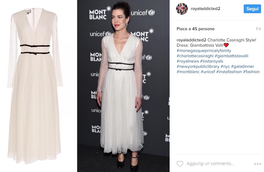 Charlotte Casiraghi total white: abito Giambattista Valli FOTO