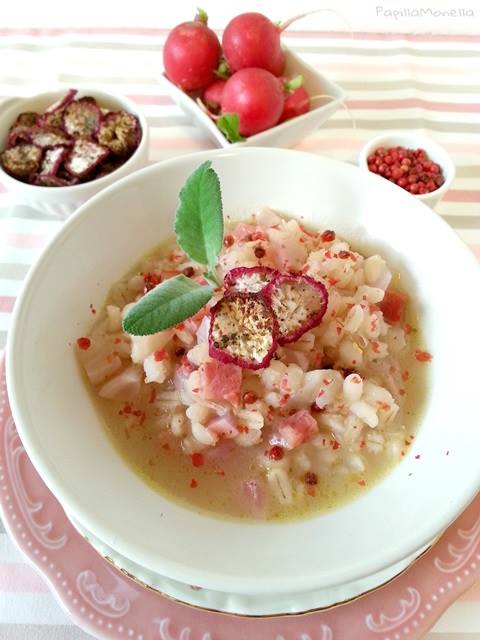 Orzo in Rosa con Ravanelli e Prosciutto Cotto... salute e bontà