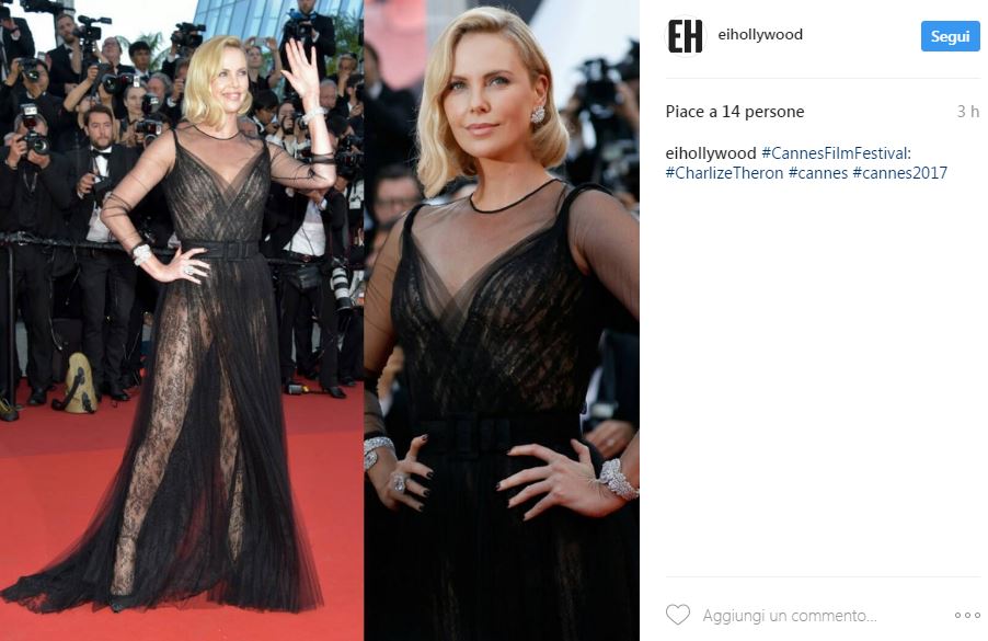 Charlize Theron total black a Cannes: abito firmato Dior FOTO