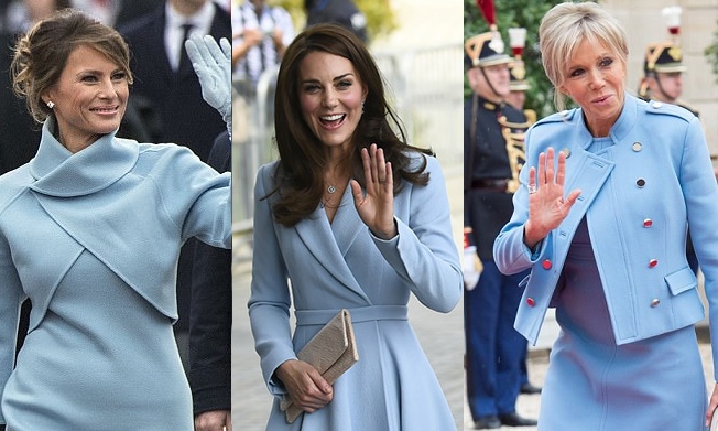 Kate Middleton, Brigitte e Melania: celeste colore del potere FOTO