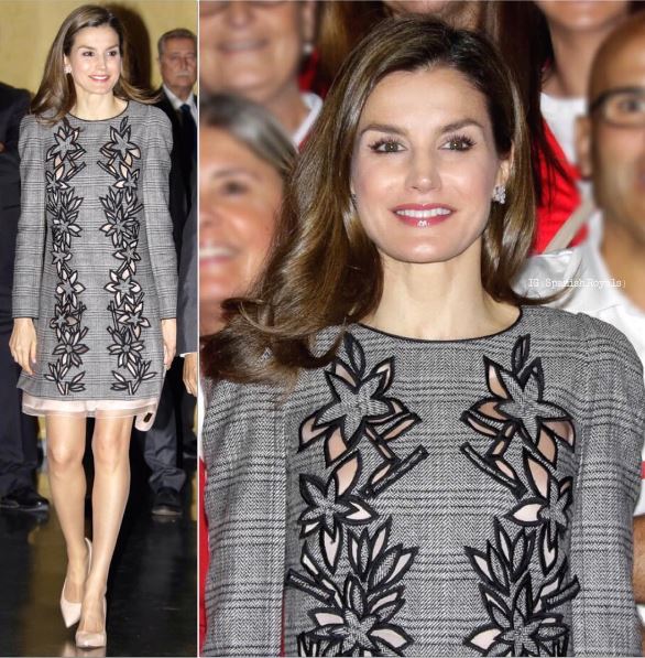 Letizia Ortiz look: con l'abito grigio è un incanto FOTO