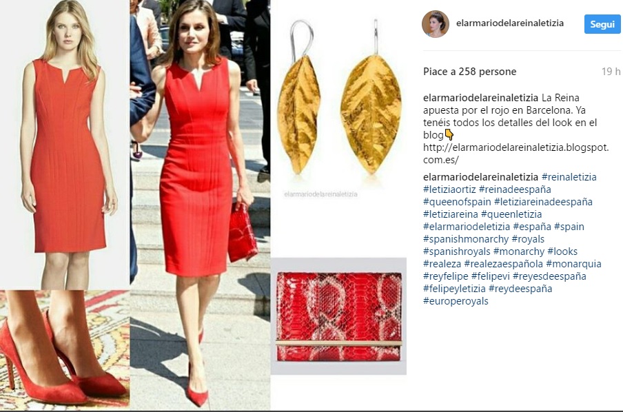 Letizia Ortiz regina in rosso: tubino e tacchi FOTO
