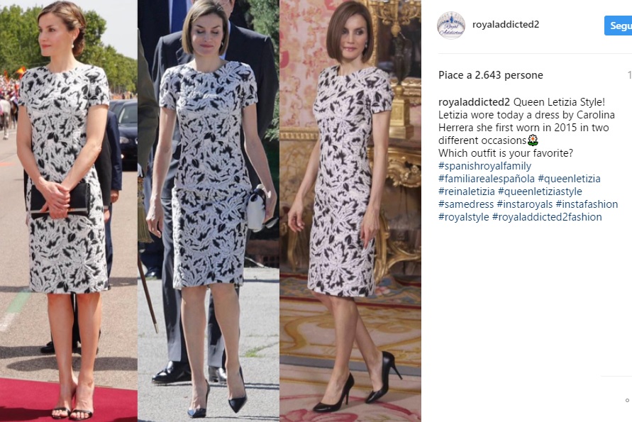 Letizia Ortiz ricicla abito di Carolina Herrera FOTO