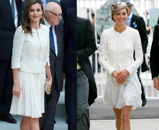 Letizia Ortiz e Kate Middleton in bianco: look a confronto FOTO