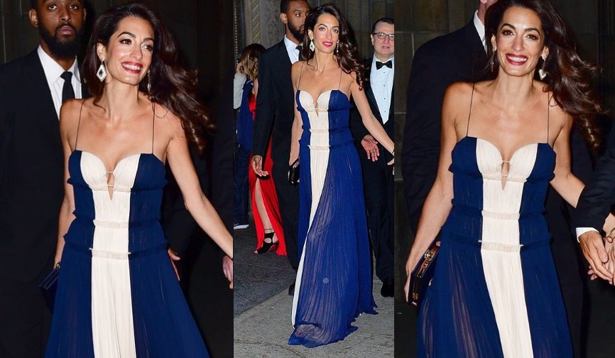 Amal Clooney è sensazionale in un abito in chiffon di seta J. Mendel